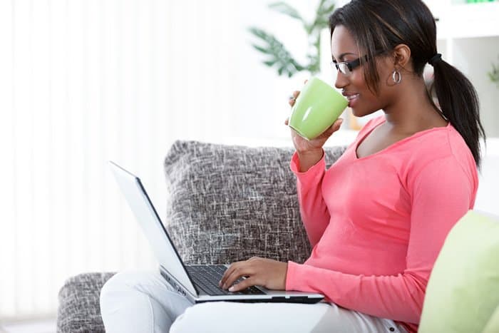 black woman using laptop